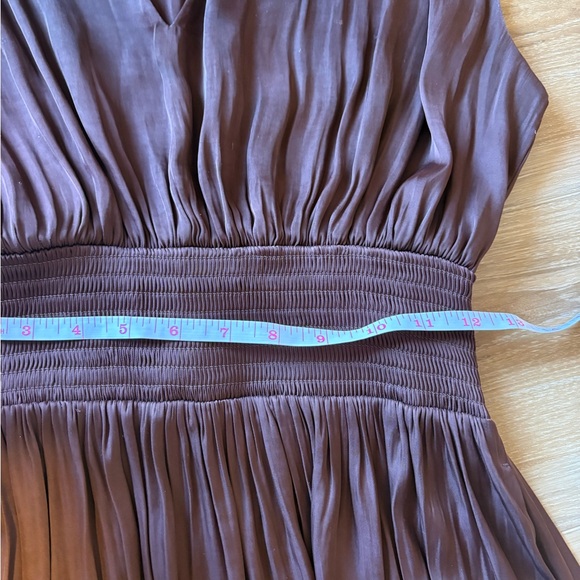 Nordstrom Sleeveless Smocked Satin Maxi Dress Brown Malicacia Small - Picture 6 of 8